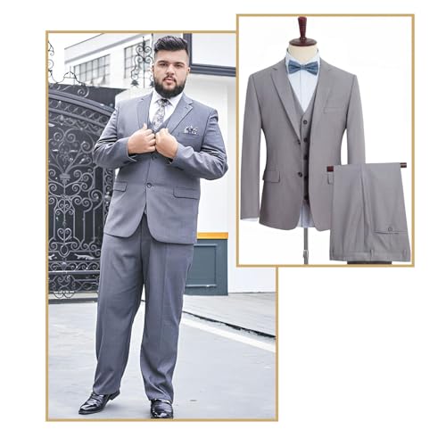 Men's 2 Piece Suit Big And Tall Suits For Men, Classic 2-Button Jacket And Flat Front Pants For Wedding Business2