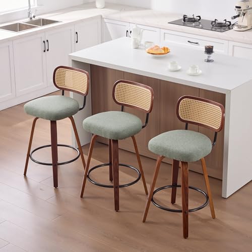 Image of YaFiti Bar Stools Set of 2, 26 Inch Counter Height Bar Stools, Light Green