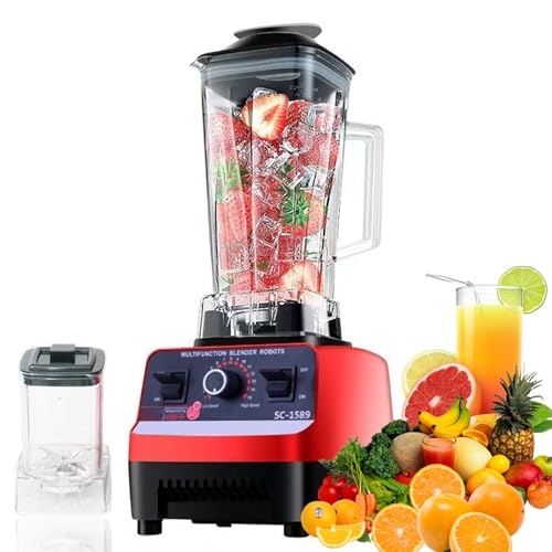 Smoothie Blender, Food Blender for Kitchen, 2L Commercial Heavy Duty Mixer Grinder Machine, Blender Smoothie Machine with 2 Container, for Smoothies Shakes Ice Crushing Frozen Fruits Soups