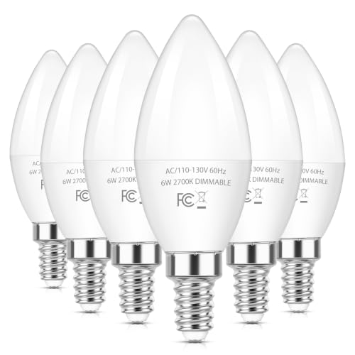 Brightever E12 LED Bulbs, 6W Dimmable Chandelier Light Bulbs for Small Base
