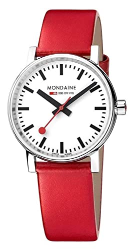 Mondaine Evo2 - Orologio con Cinturino Rosso in Pelle per
