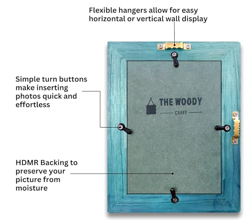 Image of Wooden Rectangular Photo Frame With Mat, Blue Photo Frame 4 X 6 Inch With Mat Or 5 X 7 Inch Without Mat For Wall Decoration, Gallery Walls, Best Photo Frames For Posters And Photos