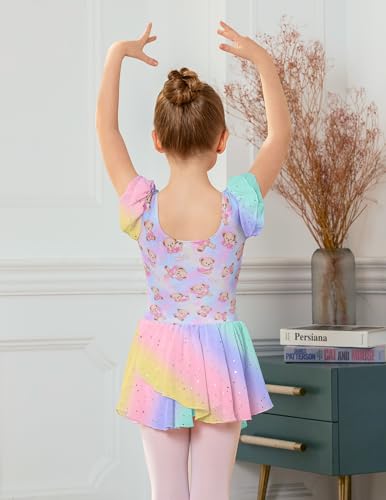 Image of Arshiner Girls Ruffle Sleeve Ballet Dance Dress Tutu Skirted Leotard