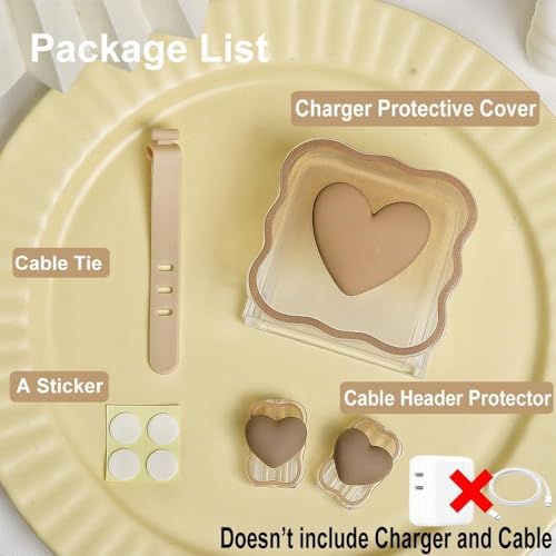 Image of FACTOTECH Case for MacBook & iPad Charger, 29w 30w 35w Charger Case, Travel Cord Organizer, Accessories (for Apple 29w 30w 35w Adapter)-Brown Heart