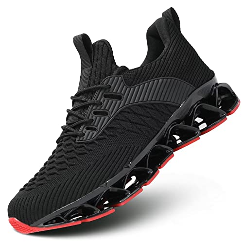 Herren Turnschuhe Blade Running Walking Schuhe Mesh Atmungsaktiv Sport Mode Sneakers Gym Tennis Casual Zapatos, Schwarz , 46 EU