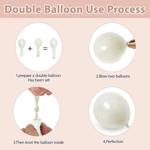 Image of Zesliwy Pink and White Balloons Arch Kit,Double Stuffed Pearl Light Pink Metallic Pink Balloon Sand White Beige Ivory Balloons Garland for Birthday Wedding Valentine's Day Bridal Shower Party Decor