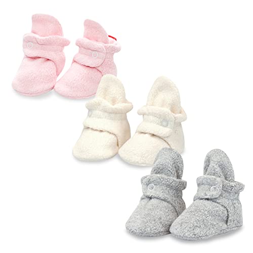 Image of Zutano Unisex Fleece Baby Booties with Organic Cotton Lining, Newborn Essentials