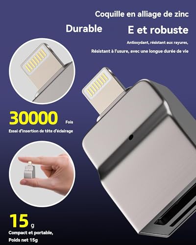 Adaptateur Micro SD Lightning Port USB pour Clé USB iPhone - 6