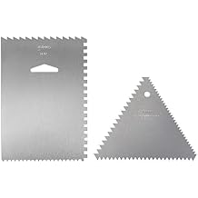 Ateco 1446 - 3 Sided Decorating Comb and 1447- 4 Sided Decorating Comb & Icing Smoother, 2 Pc Set,Silver