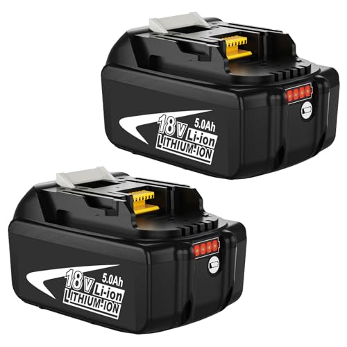 TOPBATT 2X 5000mAh Compatible for Makita 18V Battery BL1850B BL1840 BL1830 BL1850B BL1860B battery with LED indicators