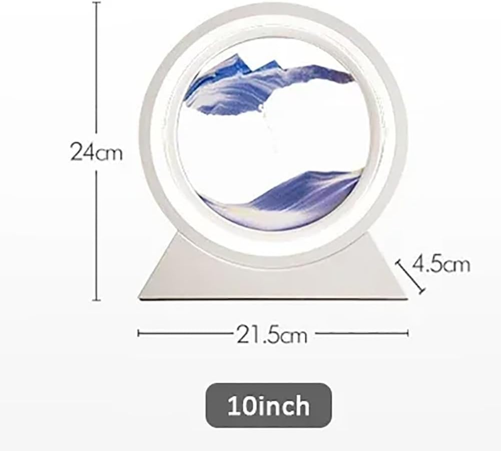 Moving Sand Art Decor Lamp, Deep Sea Dynamic 3D Sandscapes Pictures In Motion Office Desktop Art Decor For Table Toys And Decoration, Relaxation, Rotatable Quicksand Painting Light(Purple,White Frame)