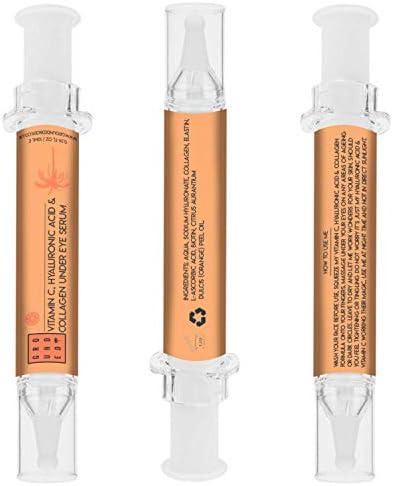 Grounded Vitamin C Eye Serum - 10ml, Under Eye Treatment with Collagen, Biotin & Hyaluronic Acid | Instant Targeting of Dark Circles, Wrinkles, Fine Lines & Signs of Aging | Pure Natural Perfume Free