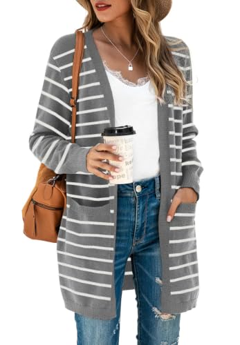 Image of TASAMO Cardigan Sweaters for Women Long Sleeve Open Front Casual Knit Fall Coat Oversized Soft Outwear with Pockets