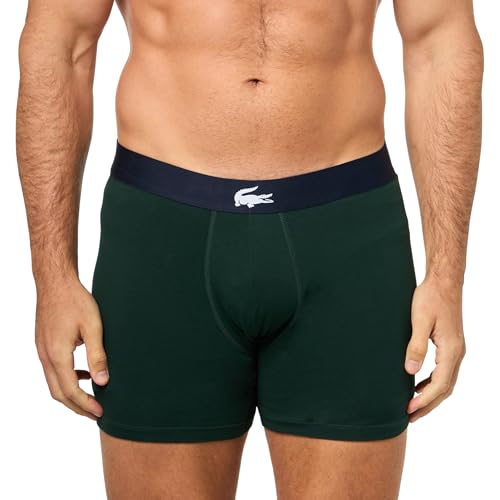 Lacoste Men's Cotton Stretch Big Croc Print Boxer Briefs, 3-Pack, Blue/Dark Green/Navy Blue, X-Large2