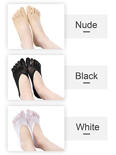 Pangda 6 Pairs Women Toe Socks No Show Toe Separator Full Finger Low Cut Liner Socks with Gel Tab2