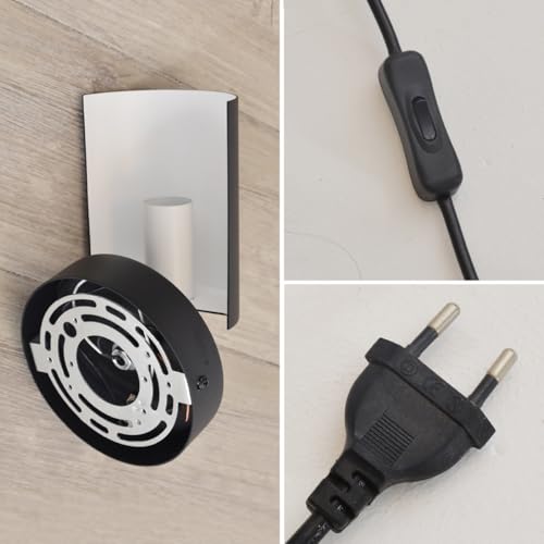 Image of Plug in Wall Sconce Black,Bedside Wall Lamps with Switch,Modern Wood Wall Light for Bedroom with 180Rotation Metal Shade,Indoor E26 Wall Lamp for Living Room,Dining Room,Hallway,Stairway,Wall Decor