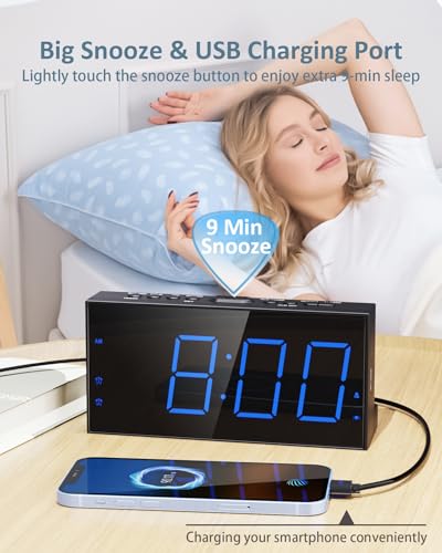 Roxicosly RO-CR1001EM-BLUE Loud Alarm Clock With Bed Shaker thumb #4
