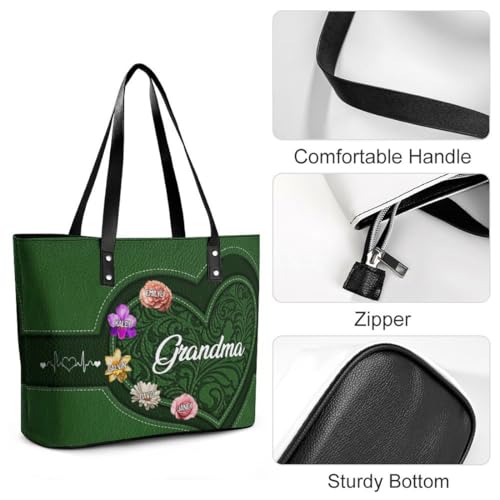 Personalized Shoulder Bag Custom Names Mothers Day Handbag Large Capacity Handbag Gift for Grandmother Mom Mother4