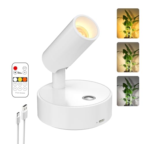 Image of Olafus LED Wireless Spotlight Indoor, Rechargeable Battery Uplighting Indoor with Remote & Timer, 3CCT Picture Lights for Wall, Mini Art Accent Light for Plants, Artwork, Painting, White