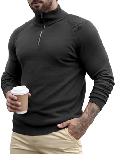 Mens Quarter Zip Pullover Sweater Mock Turtleneck Half Zip Long Sleeve Turtle Neck Knitted Sweaters Fall Fashion2