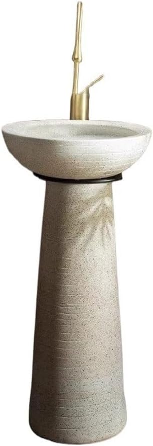 Pedestal Sinks Ceramic Outdoor Wash Basin Courtyard Homestay Floor-Standing Balcony Bathroom Sink (A)