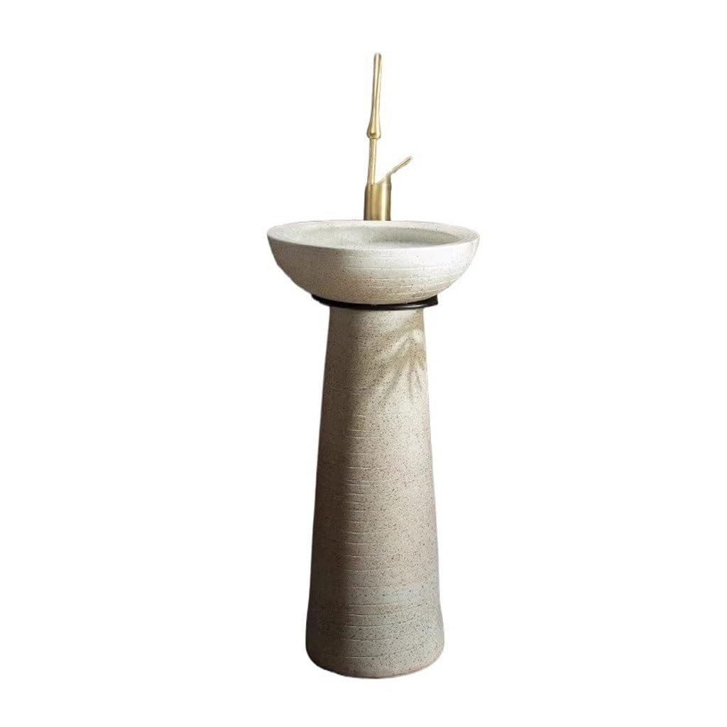 AYCDL Laundry Room Sink Ceramic Outdoor Wash Basin Courtyard Pedestal Homestay Floor-Standing Balcony Outdoor Freestanding Washbasins