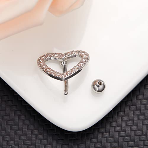Harlermoon Heart Belly Button Rings CZ Crystal Belly Button Rings 14G Surgical Steel Piercing Jewelry2