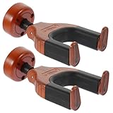 Parliky 2 Stück Gitarren wandhaken aus Holz und Metall mit Rutschfestem Gummischutz Abnehmbar Tiefe...