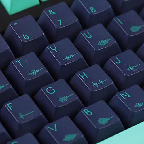Image of 144 Opposite Sound Wave Keycaps Dye-Sub Thick PBT Cherry Profile Key caps for TKL 61 64 68 75 87 96 104 108 GMMK MX Mechanical Keyboard