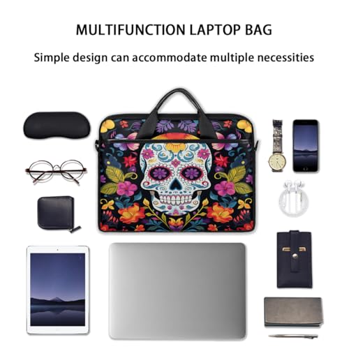 Colorful Flower Sugar Skull Maletín para Laptop 15" miniatura 7