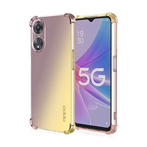 EASSGU Funda para OPPO A78 5G (6.56' Inches), Carcasa Protectora de Color Degradado Transparente, Case para Teléfono Anticaída y Antiarañazos - Oro Negro