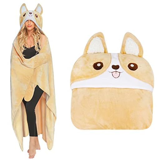 Moyel Corgi Blanket for Women Funny Cute Soft Warm Fluffy Fuzzy Wearable Blanket Hoodie Corgi Gifts for Corgi Lovers Mom Girlfriend Wife Friend Sister for Christmas Birthday
