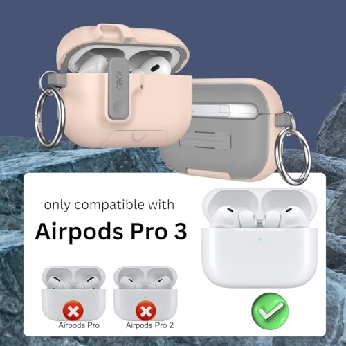 Image of Oboe Aegis Case 'Compatible with' Apple Airpods Pro 3 Case Full Protection Cover with Phone Stand, Magnetic Lock & Keyring (Pink) [AIRPODS & Charging CASE NOT Included]