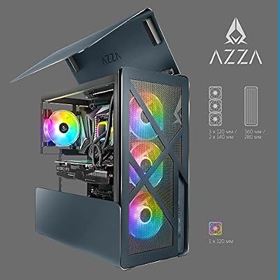 AZZA CAST PC Case - ATX Mid-Tower with Aluminum Wings, Mesh & Plate Front Panels, Open Chassis with Detachable Frame & Customizable Exterior, 360mm Radiator Support, 120mm ARGB Rear Fan - Black
