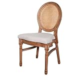 DISEÑO CLÁSICO: Silla Luis XVI con elegante respaldo de ratán tejido a mano y estructura de madera de olmo tallada artesanalmente.