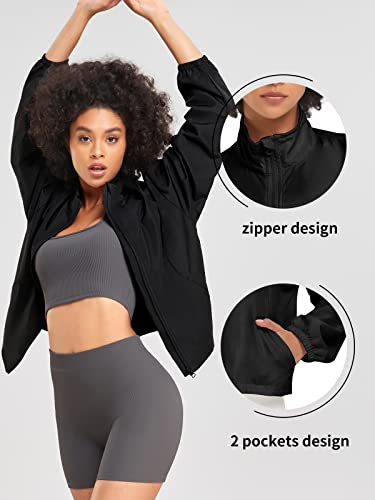 Vutru Women's Athletic Cropped Upf 50+ Sun Protection Lightweight Jacket Zip Up Long Sleeve Workout Shirts With Pockets #TOP4