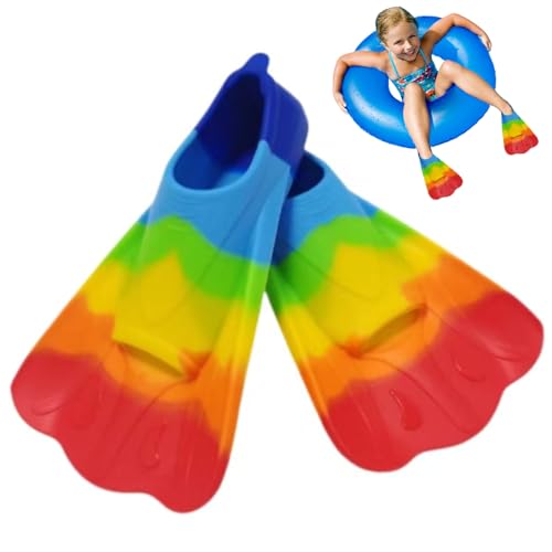 Flippers Kids Silicone Flipper cómodo Aletas de natación Rainbow Fins para Entrenamiento de natación Buceo de jóvenes Cortos para bucear Actividades de Piscina de Buceo