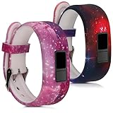 kwmobile Armband kompatibel mit Garmin Vivofit jr. / jr. 2-2X Silikon Fitnesstracker Sportarmband - Space Mehrfarbig Pink Schwarz