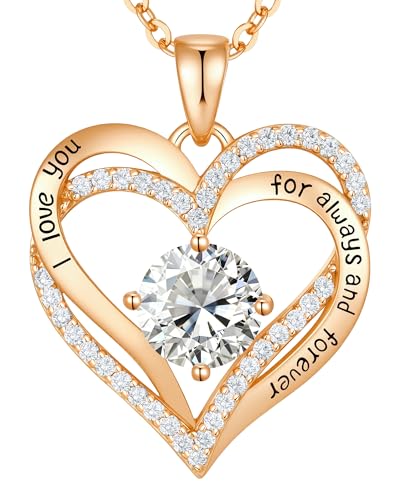 Image of CDE S925 Birthstone Heart Pendant Necklaces Jewelry Gifts for Wife