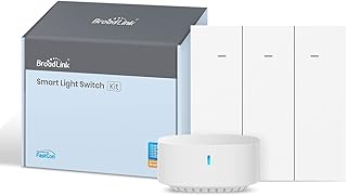 BroadLink Smart Wall Light Switch, 3-Gang Single Live Wire Switch, No Neutral or Capacitor Required, Push Button, White,Compatible with Alexa, Google Home and IFTTT, S3 Hub Required (With Hub)