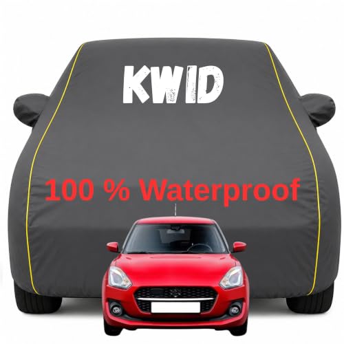 Image of Durable Full Body Waterproof Kwid Car Cover | Premium Polyester Grey Cover | Custom Fit Vehicle Protection | UV Resistant, Dustproof, Scratch Resistant, Heat & Wind Protection