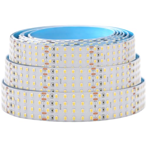 Super Bright White LED Strip - 2835SMD High CRI 90 Quad Row Flexible LED Strip Lights - 24VDC IP20 17,650 lm/Roll for LED Retail Shops, Videography Lighting (5m/16.4' Daylight White)