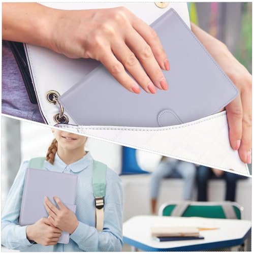 SKYDUE A5 Ringbuch, Ringbuch A5 Nachfüllbar,135 Blätter Nachfüllpapier, Notizbuch Mit Bindertaschen, a5 Binder Für Schulnotizen Und Reisetagebücher (Hellviolett)