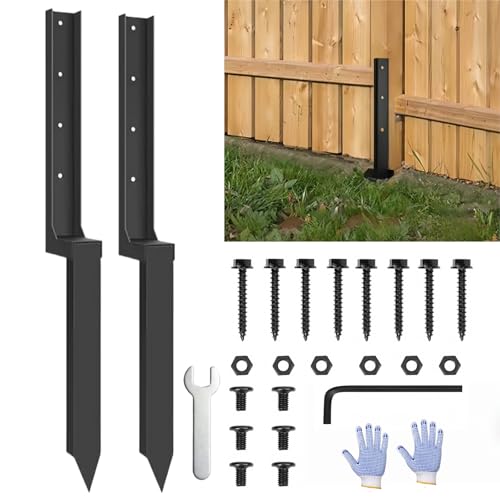 Fence Post Anchor - Thickened Fence Post Stakes,Heavy Ground Spike for Fix Broken Wood Fence Post Support Fence Repair (Black 2PS) by WIKELIDO - Used condition - CA$35.61