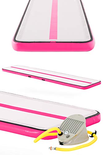 AirTrack Factory AirFloor 5x1 Aufblasbare Turnmatte Tumbling Matte Trainingsmatte Sportmatte Gymnatikmatte mit Fußpumpe (Rosa) Cover