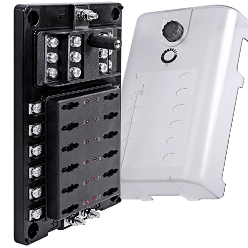 True Mods 10 Way Fuse Block with Ground Negative Bus for Automotive [Dual Positive Inputs] [12V - 32V DC] [200 Amp] [ATC/ATO Fuses] [LED Indicator] [Corrosion Resistant] Auto Marine Fuse Box