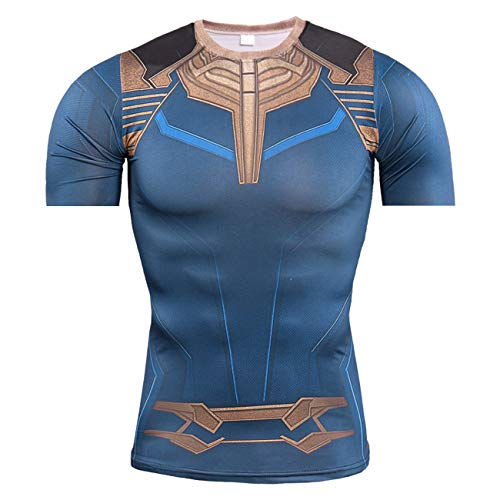 Men's Super-Hero Compression Sports Fitness Cosplay T-Shirt Quick-Drying Tops Thanos-short-00802-L