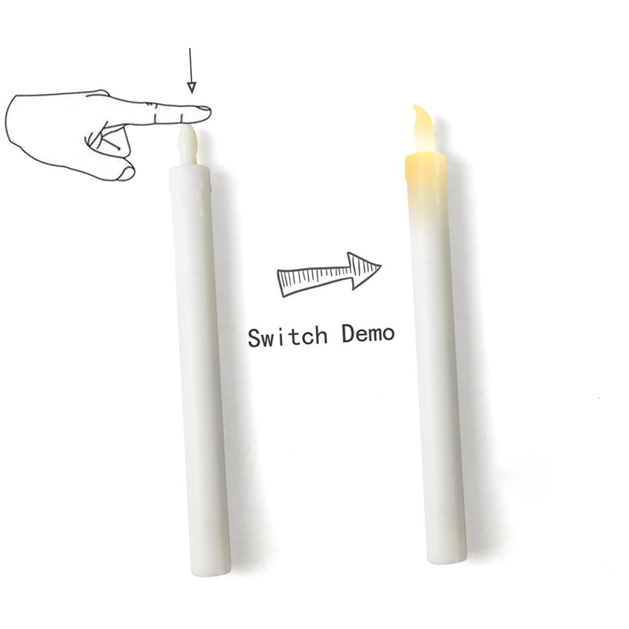 6 pezzi Candele LED Elettroniche Lunghe Lampeggiante Luce Calda per Decorazioni Casa Ristorante e Feste Sicure Fiamma Alimentate Batteria Aaa Non Incluse