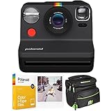 Polaroid Originals 9095 Now 2nd Generation I-Type Instant Film Camera - Black Bundle with Color Film for Now i-Type Cameras + Deco Photo Camera Bag for DSLR