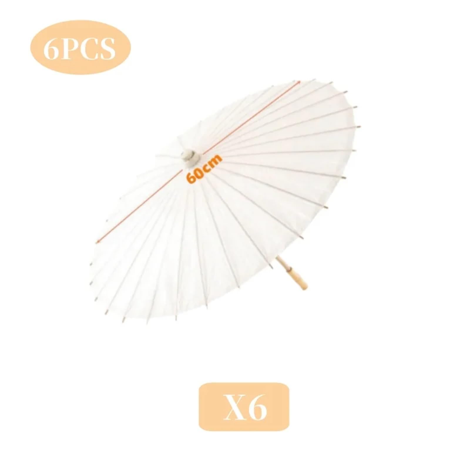 Sonnenschirm Hochzeit 6–20 Stück Hochzeitsschirm und Fedora-Hüte, Foto-Cosplay-Requisite, weißer Papier-Sonnenschirm, Regenschirme for Brautparty, Babyparty, 60 cm, 84 cm(60cm 6PCS)